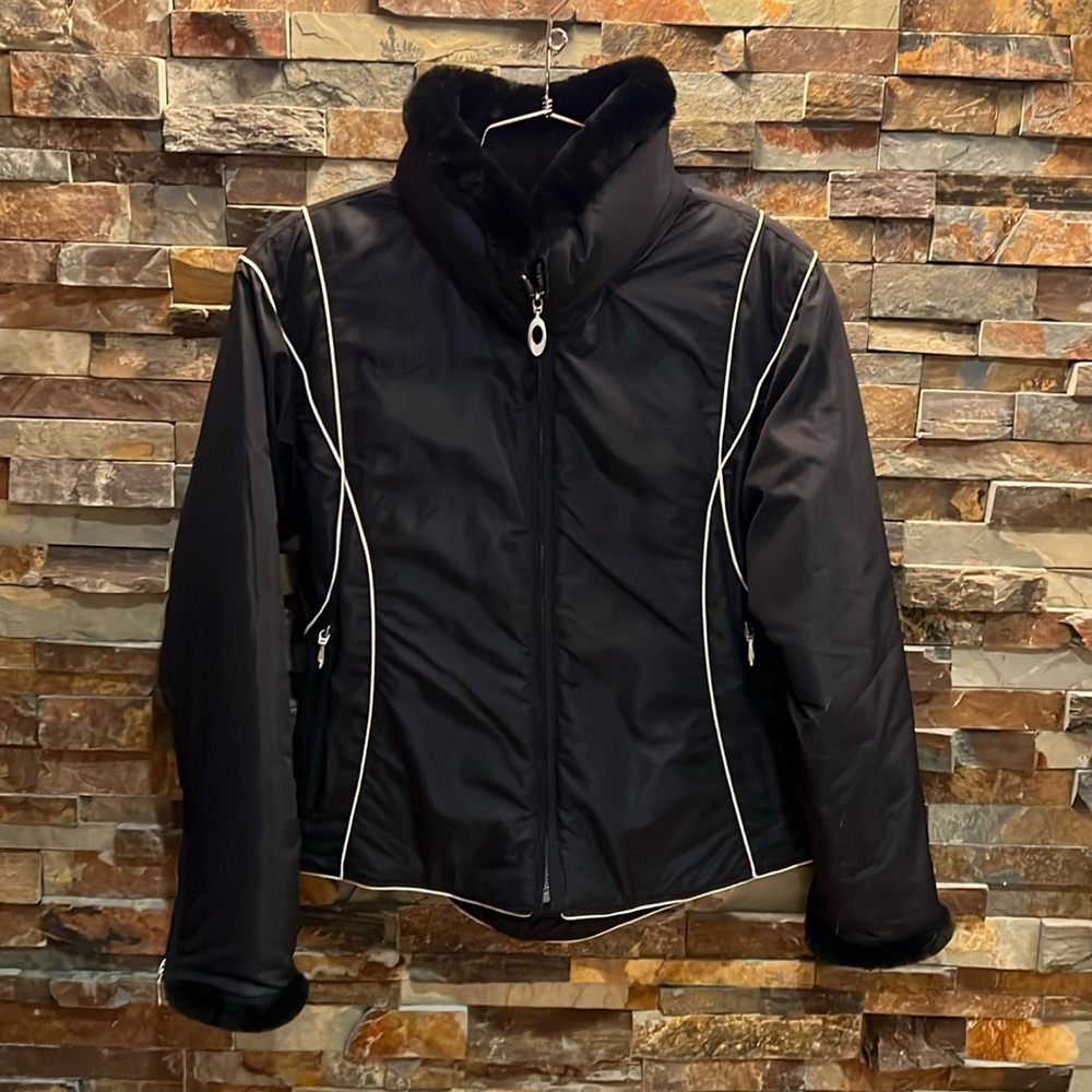 Obermeyer Black Ski Jacket with White Accents